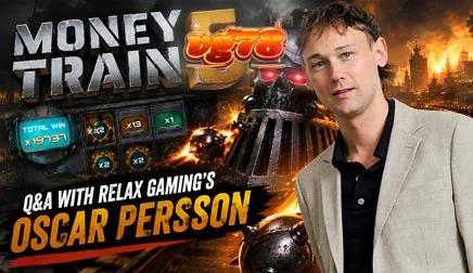 Pemandangan visual dari antarmuka permainan Money Train 5 yang menunjukkan kereta dan karakter ikonik.